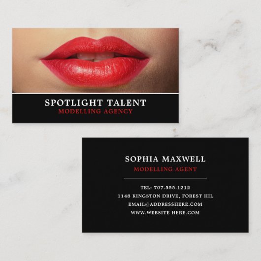 Red Lips, Modelleraar, modelagent Visitekaartje (Voorkant / Achterkant)