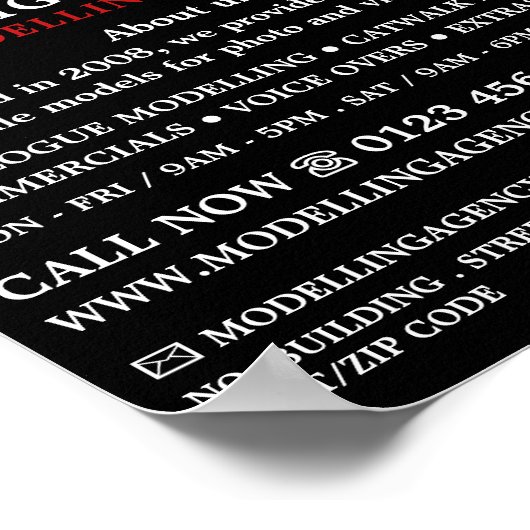 Red Lips, Modelleringsbureau, modelagent Advert Poster (Hoek)