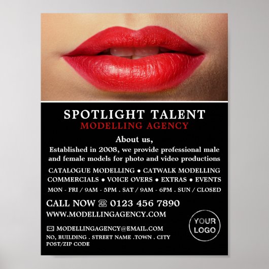 Red Lips, Modelleringsbureau, modelagent Advert Poster (Voorkant)