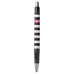 Red Lips Modern Stripes Makeup Artist Promotion Pen