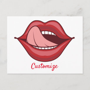 Red Lips Open Mouth Thunder_Cove Briefkaart