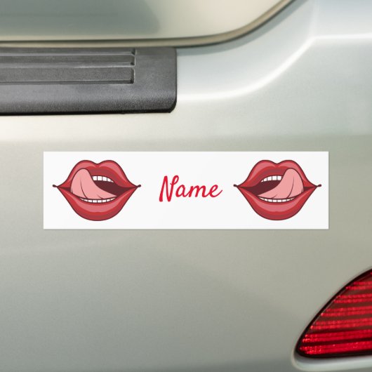 Red Lips Open Mouth Thunder_Cove Bumpersticker (Op auto)