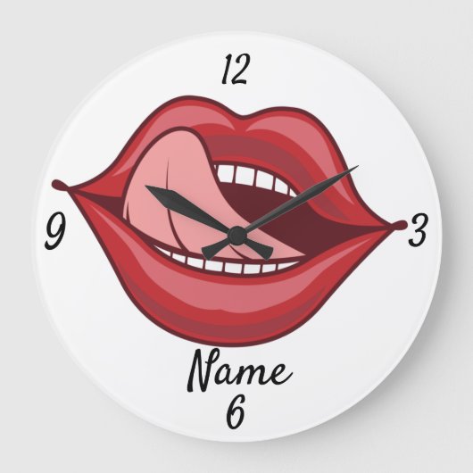 Red Lips Open Mouth Thunder_Cove Grote Klok (Voorkant)