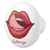 Red Lips Open Mouth Thunder_Cove Keramische Knop (Rechts)