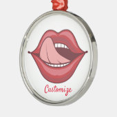 Red Lips Open Mouth Thunder_Cove Metalen Ornament (Links)