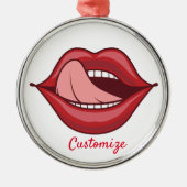 Red Lips Open Mouth Thunder_Cove Metalen Ornament (Voorkant)