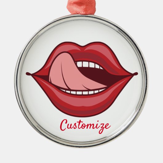 Red Lips Open Mouth Thunder_Cove Metalen Ornament (Voorkant)