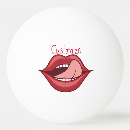 Red Lips Open Mouth Thunder_Cove Pingpongbal (Voorkant)