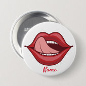 Red Lips Open Mouth Thunder_Cove Ronde Button 7,6 Cm (Voorkant /achterkant)