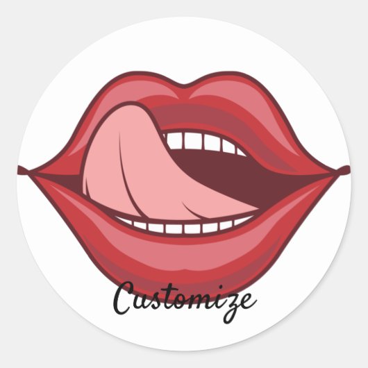 Red Lips Open Mouth Thunder_Cove Ronde Sticker (Voorkant)