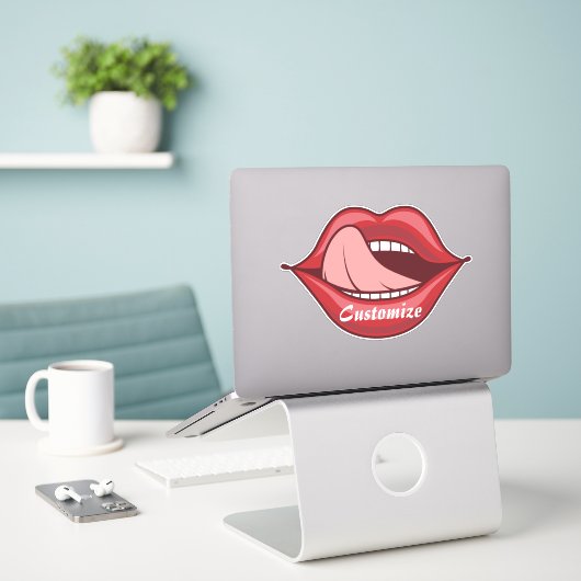 Red Lips Open Mouth Thunder_Cove Sticker (Laptop op bureau)