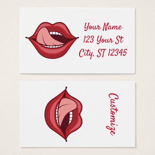 Red Lips Open Mouth Thunder_Cove Visitekaartje (Voorkant /achterkant)