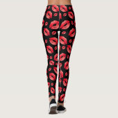 Red Lips Pattern Black Leggings (Achterkant)