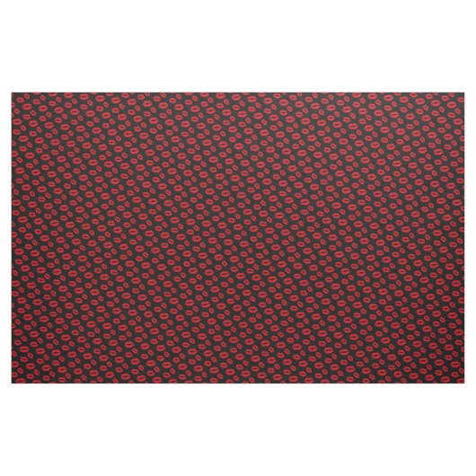 Red Lips Pattern Modern Black Stof (Yard (91,4 cm))