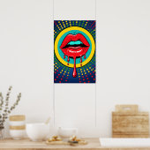 Red Lips Pop Art Poster (Keuken)