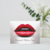 Red Lips Retro Beauty Stylish Makeup Salon Briefkaart (Staand voorkant)