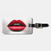 Red Lips Retro Monochrome schoonheid stijlvol Bagagelabel (Voorkant horizontaal)