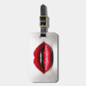 Red Lips Retro Monochrome schoonheid stijlvol Bagagelabel (Voorkant verticaal)