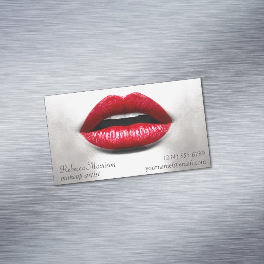 Red Lips Retro stijlvolle schoonheid - Makeup arti Visitekaartje Magneet (Voorbeeld)