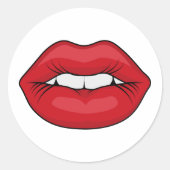 Red Lips Ronde Sticker (Voorkant)