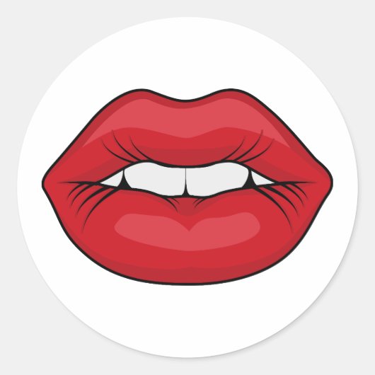 Red Lips Ronde Sticker (Voorkant)