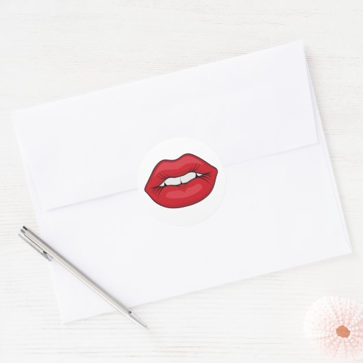 Red Lips Ronde Sticker (Envelop)