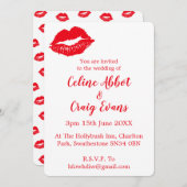 Red Lips Schattigee bruiloft Kaart (Voorkant / Achterkant)