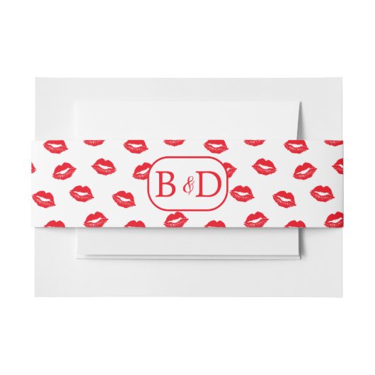 Red Lips Sexy Wedding Invitation Belly Band Uitnodigingen Wikkel (Voorkant Voorbeeld)