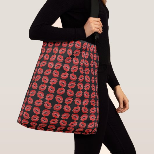 Red Lips Smacking Kisses Crossbody Tas (Dichtbij)