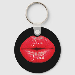 Red Lipstick big pop, gepersonaliseerde naam Sleutelhanger