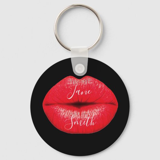 Red Lipstick big pop, gepersonaliseerde naam Sleutelhanger (Voorkant)