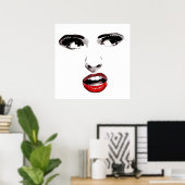 Red Lipstick Donkere, vrouwelijke make-up schoonhe Poster (Thuiskantoor)