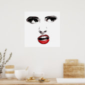 Red Lipstick Donkere, vrouwelijke make-up schoonhe Poster (Keuken)
