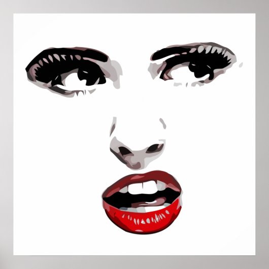 Red Lipstick Donkere, vrouwelijke make-up schoonhe Poster (Voorkant)