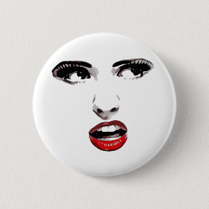 Red Lipstick Donkere, vrouwelijke make-up schoonhe Ronde Button 5,7 Cm