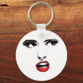Red Lipstick Donkere, vrouwelijke make-up schoonhe Sleutelhanger (Voorkant)