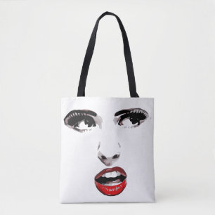 Red Lipstick Donkere, vrouwelijke make-up schoonhe Tote Bag