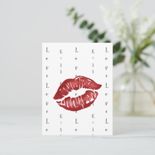 Red Lipstick Kiss Briefkaart (Staand voorkant)