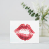 Red Lipstick Kiss Briefkaart (Staand voorkant)