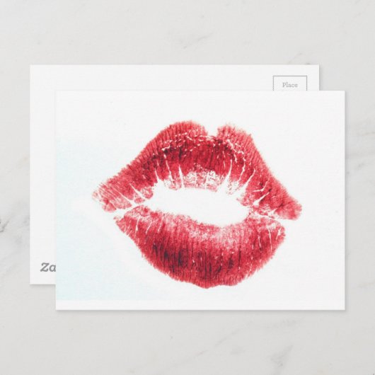Red Lipstick Kiss Briefkaart (Voorkant / Achterkant)