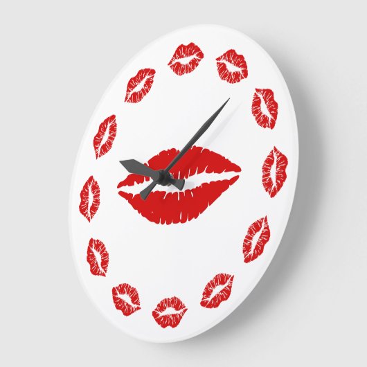 Red Lipstick Kiss Clock Grote Klok (Hoek)
