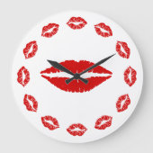 Red Lipstick Kiss Clock Grote Klok (Voorkant)