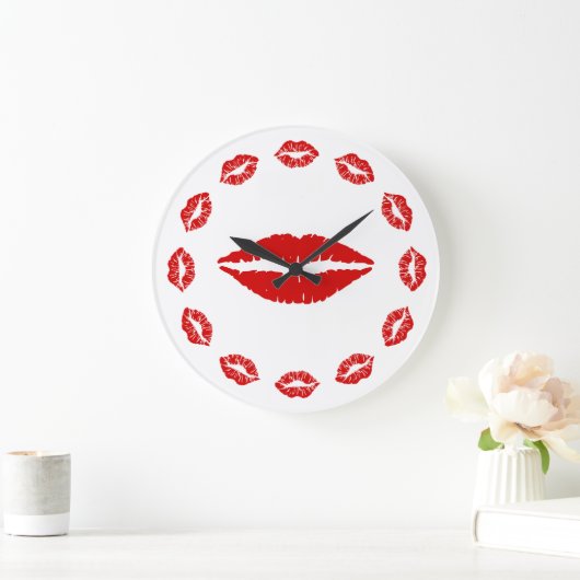 Red Lipstick Kiss Clock Grote Klok (Huis)