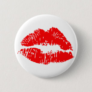 Red Lipstick Kiss Mark Ronde Button 5,7 Cm