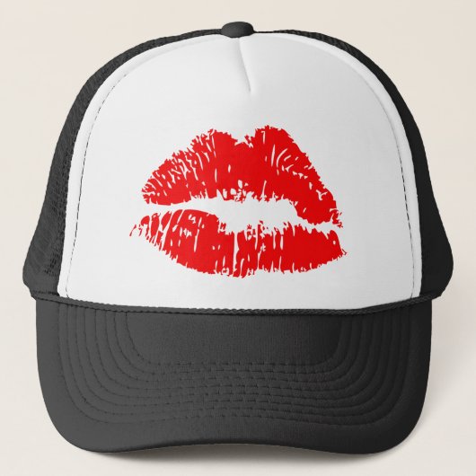 Red Lipstick Kiss Mark Trucker Pet (Voorkant)
