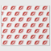 Red Lipstick Kiss op White Cadeaupapier (Vlak)