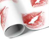 Red Lipstick Kiss op White Cadeaupapier (Rol Hoek)
