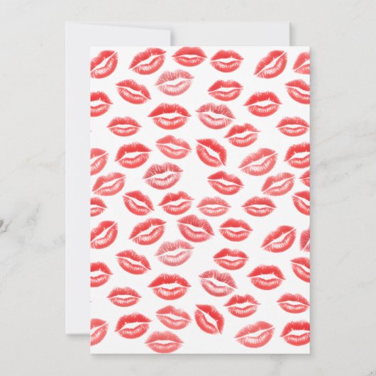 Red Lipstick Kiss Pattern Valentine’s Day Card Feestdagenkaart (Voorkant)