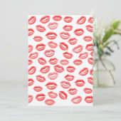 Red Lipstick Kiss Pattern Valentine’s Day Card Feestdagenkaart (Staand voorkant)
