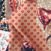 Red Lipstick Kiss Print Peach Leggings